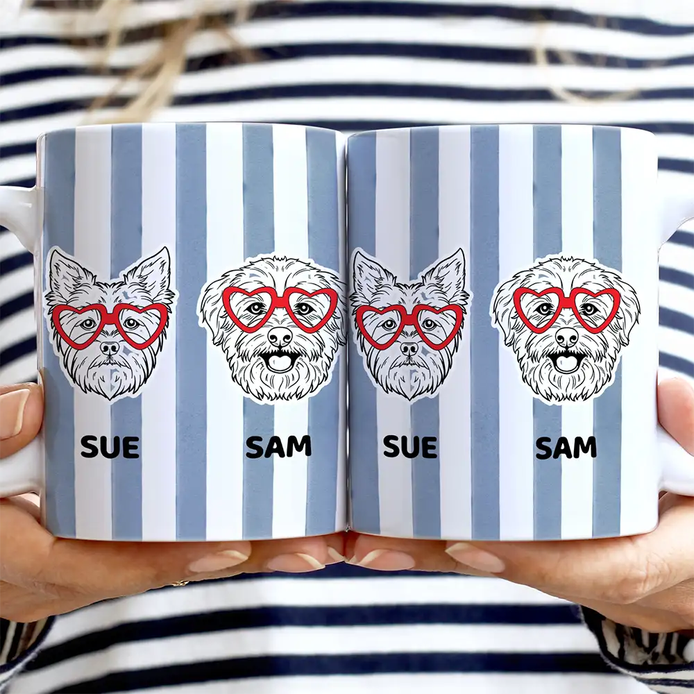 Dog Lover Red Eye Glasses - Personalized White Edge-to-Edge Mug