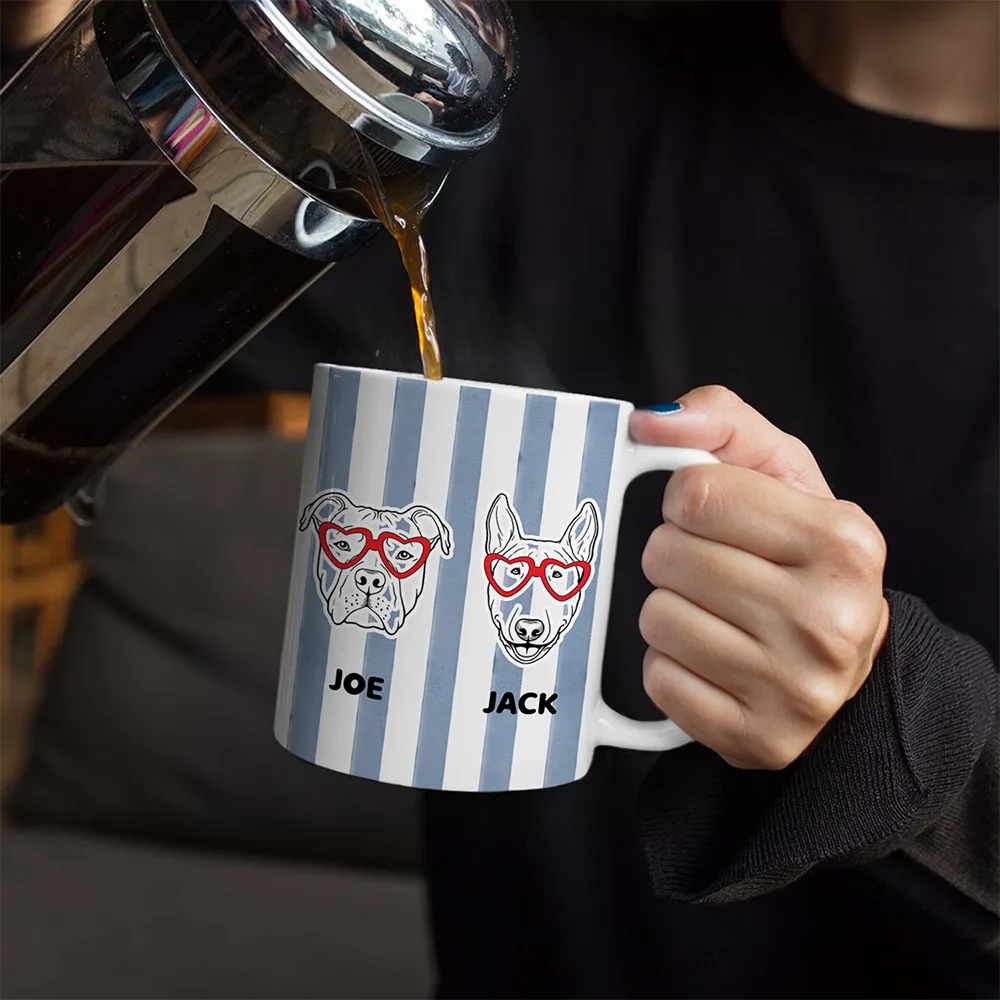 Dog Lover Red Eye Glasses - Personalized White Edge-to-Edge Mug