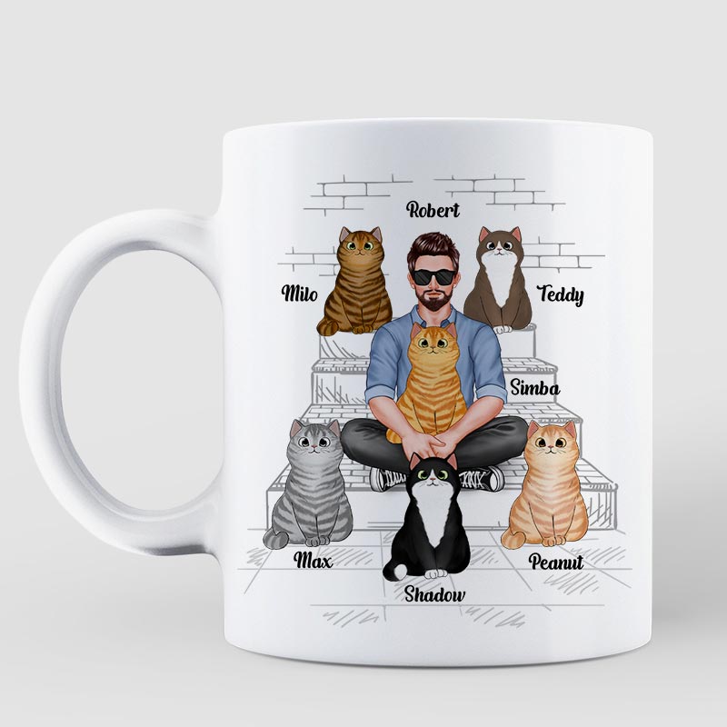 Cat Dad Real Man Funny Gift Personalized Mug
