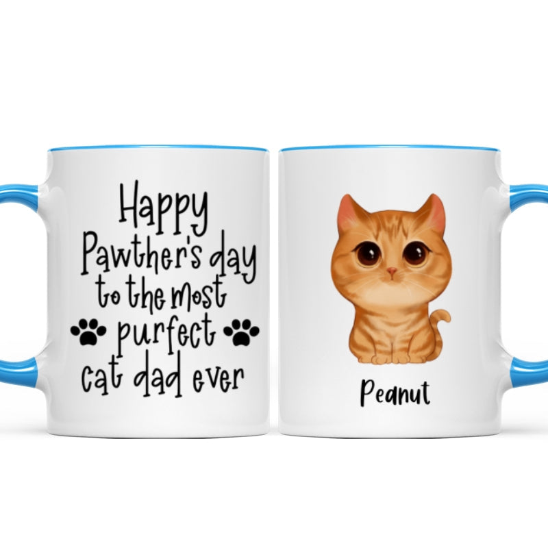 Watercolor Cute Cats Happy Pawther's Day Most Purfect Cat Dad Father's Day Gift Personalized Mug