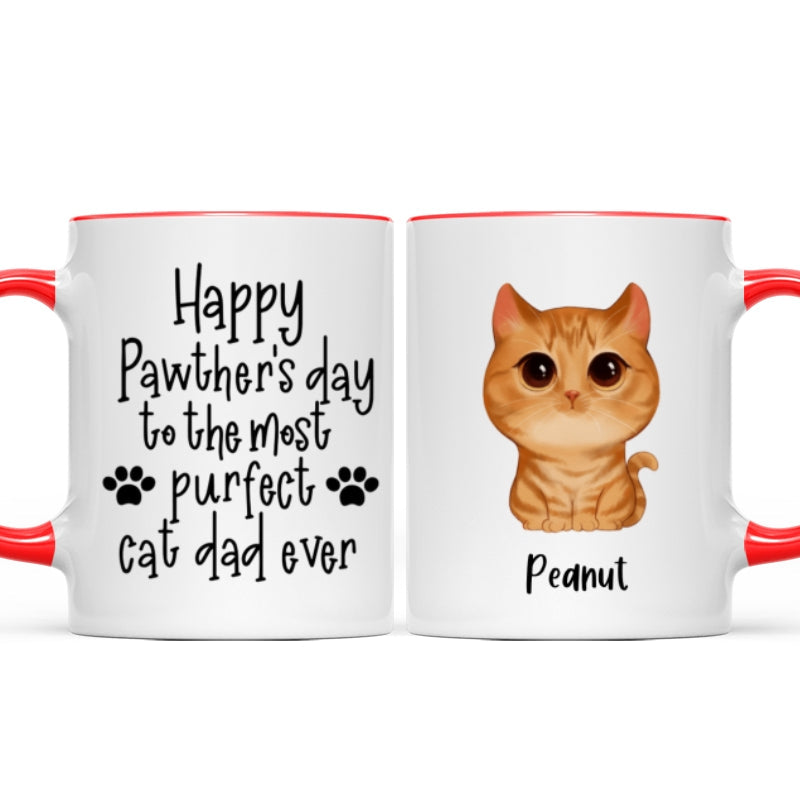 Watercolor Cute Cats Happy Pawther's Day Most Purfect Cat Dad Father's Day Gift Personalized Mug