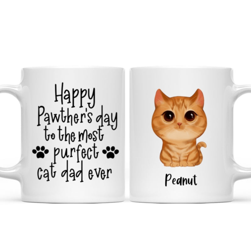 Watercolor Cute Cats Happy Pawther's Day Most Purfect Cat Dad Father's Day Gift Personalized Mug