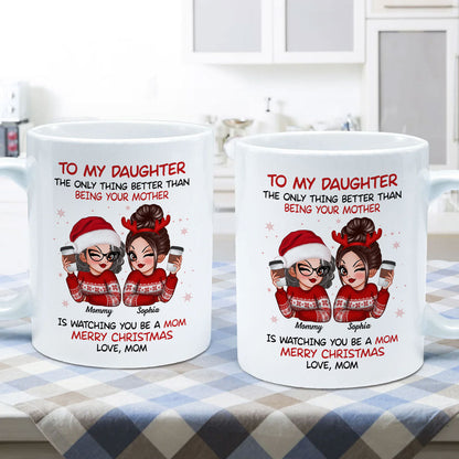 To My Daughter Son Watching You Be A Mom Dad Merry Christmas Personalized Mug, Christmas Gift For Daughters, Sons