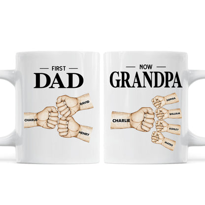 Fist Bump First Dad Now Grandpa Personalized Mug