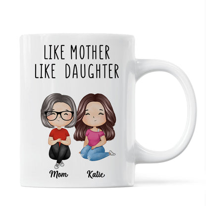 Like Mother Like Daughters Watercolor Style Women Sitting Gift For Mom Daughters Personalized Mug