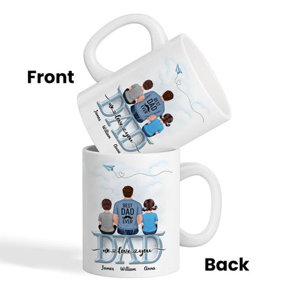 Dad Grandpa And Kids On Text Personalized Mug, Father's Day Gift For Dad, Grandpa, Husband