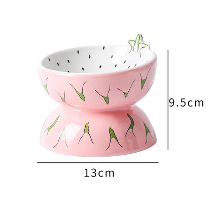 Fruit-Themed Ceramic Cat Bowls