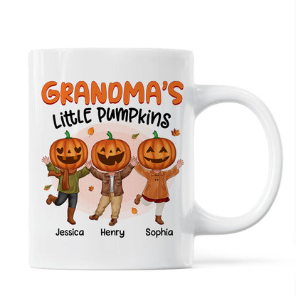 Grandma's Little Pumpkins Happy Kids With Pumpkin Head Personalized Fall Season Mug