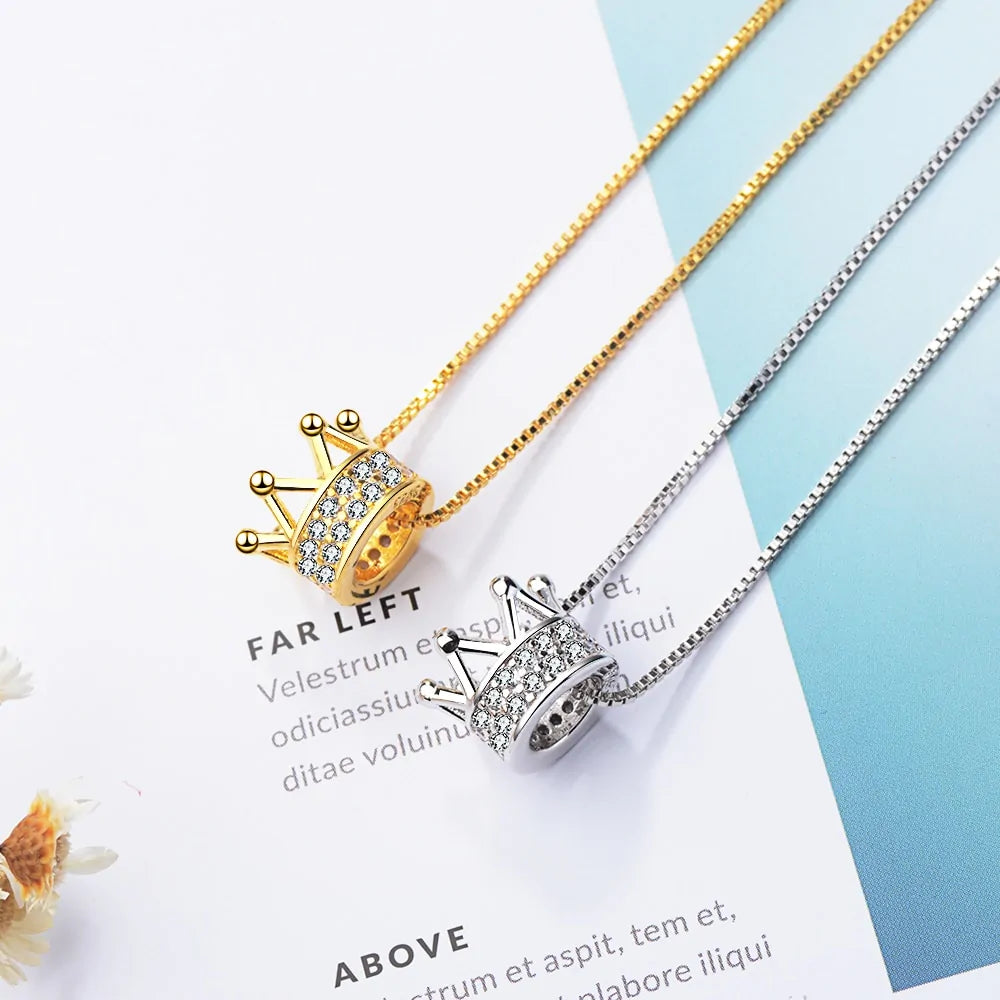 Princess Crown Cz Pendant Necklace: Unique Fine Jewelry For Women