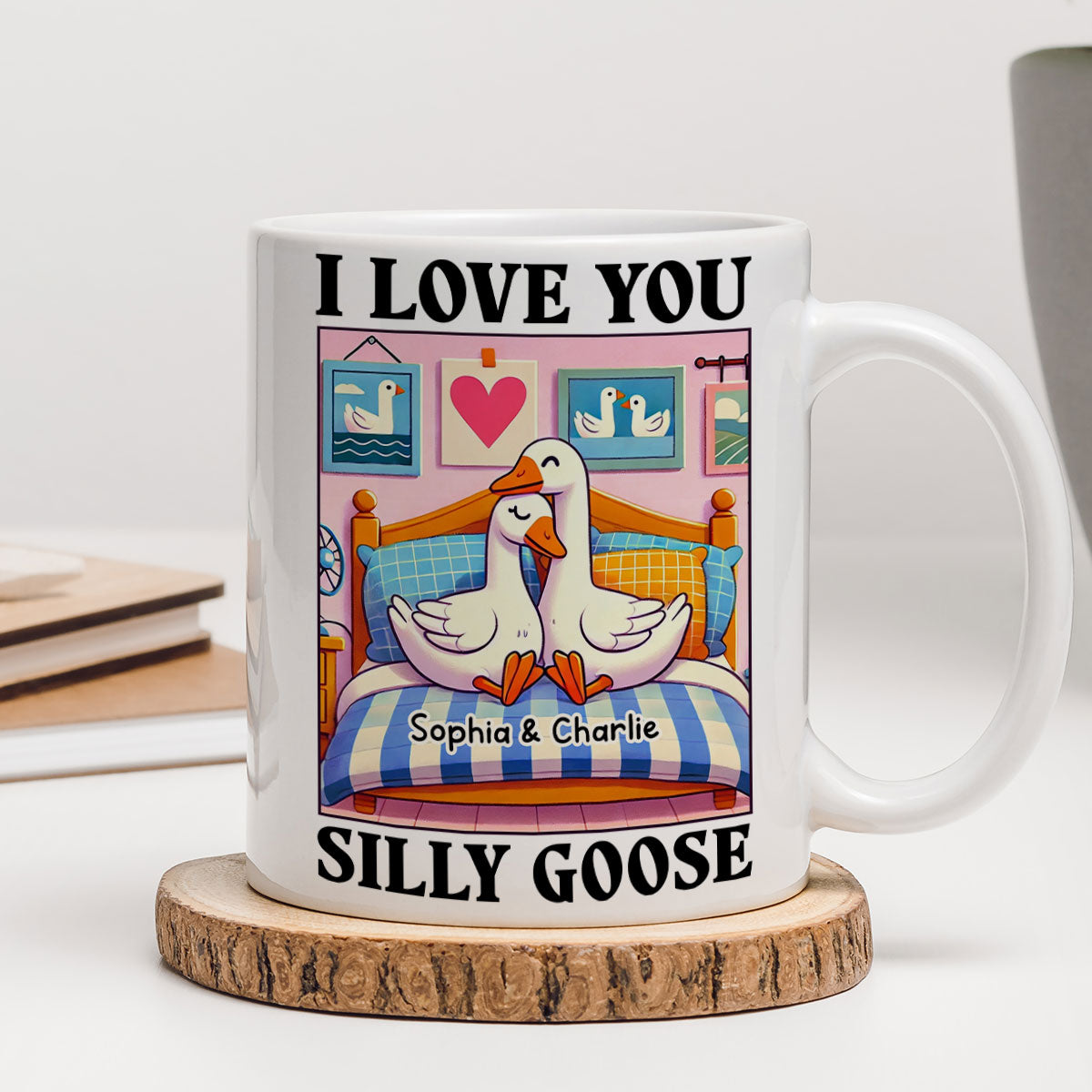 I Love You Silly Goose Cute Romantic Gift Mug, Cute Ducks Personalized Mug, Girlfriend Boyfriend Gift