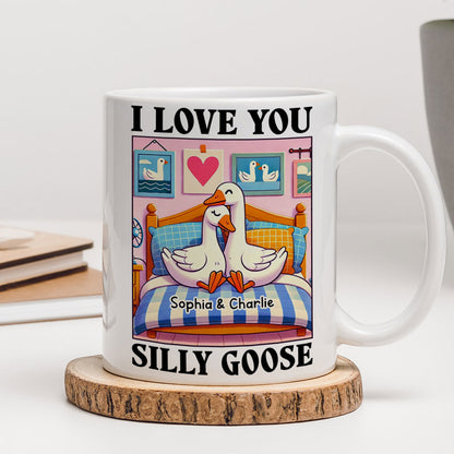 I Love You Silly Goose Cute Romantic Gift Mug, Cute Ducks Personalized Mug, Girlfriend Boyfriend Gift