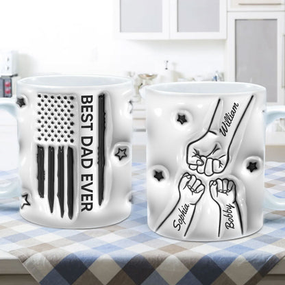 Best Dad Papa Grandpa Ever Fist Bump Outline Nation Flag Father's Day Gift Personalized 3D Inflated Mug