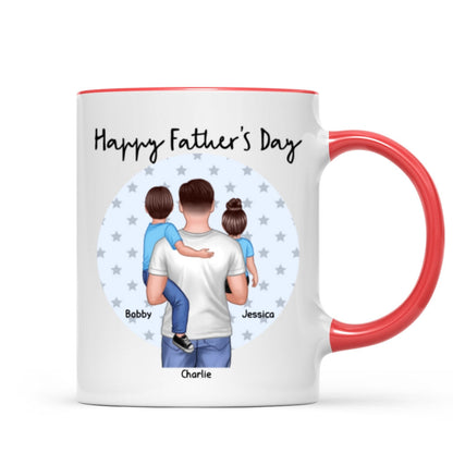 Dad Holding Kids Star Circle Personalized Mug