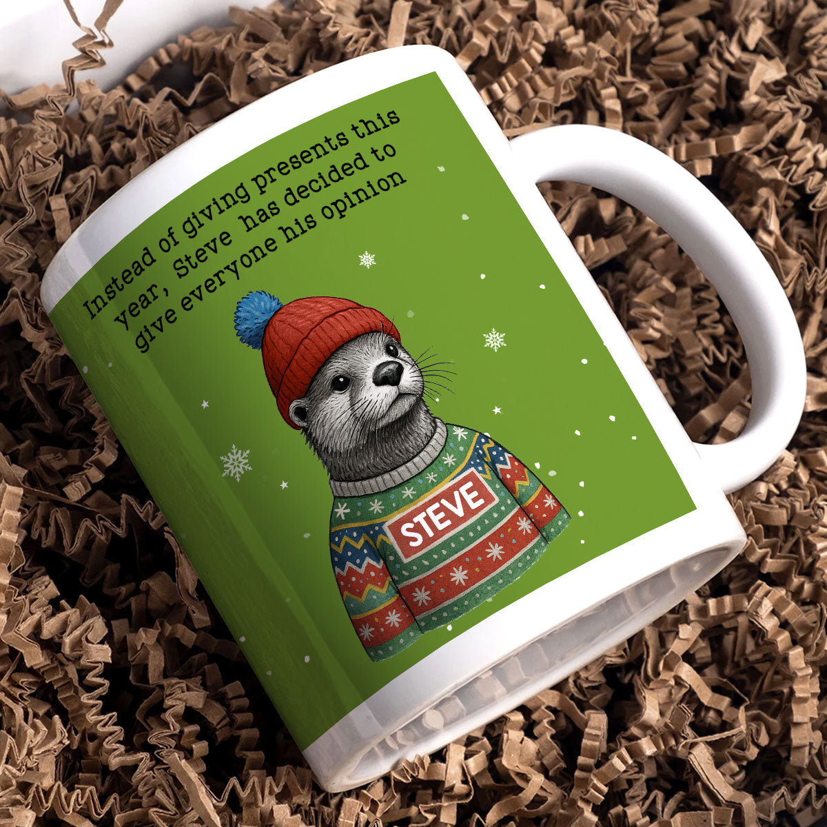 Funny Otter Christmas White Elephant Gift Exchange - Personalized Mug - Office Humor, Secret Santa