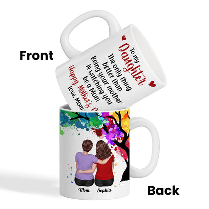 To My Daughter Happy Mother's Day Watercolor Tree Personalized Mug