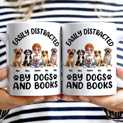 Easily Distracted By Dogs & Books - Personalized Mug