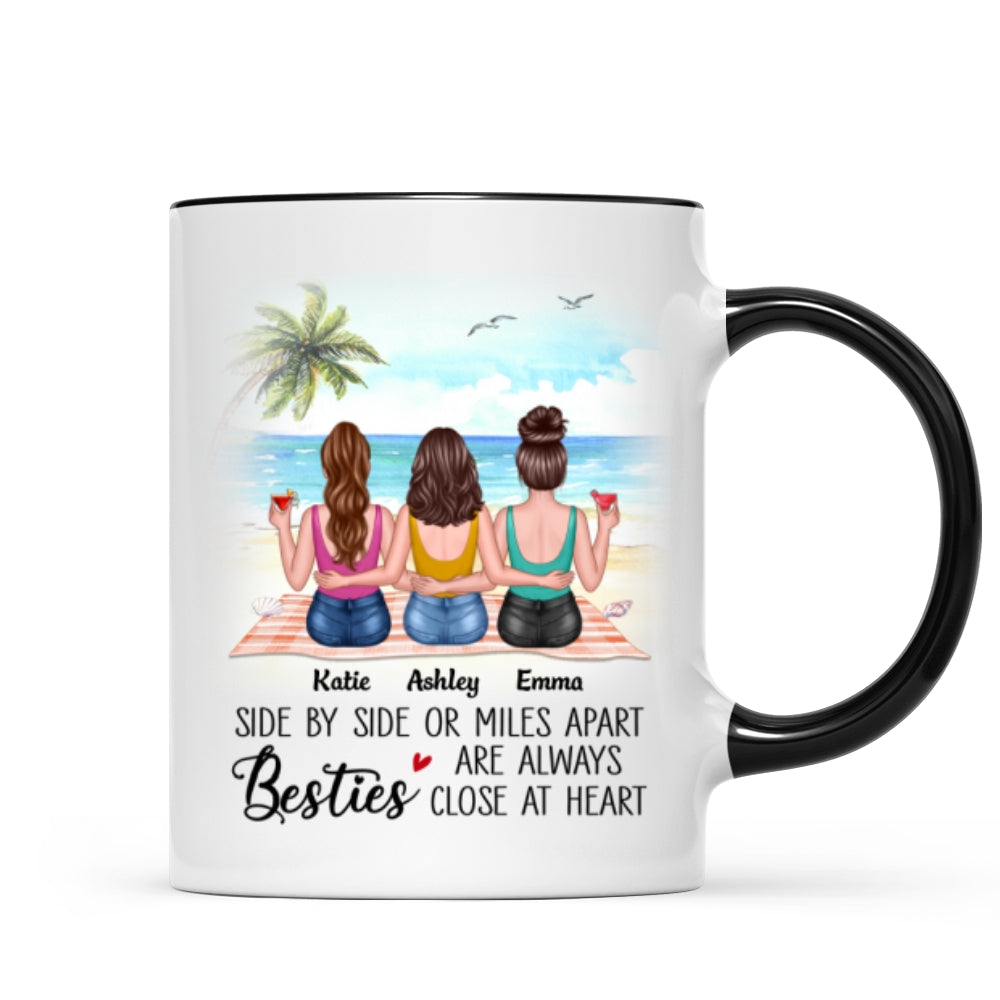 Besties At Heart Besties Sisters Back View Personalized Mug