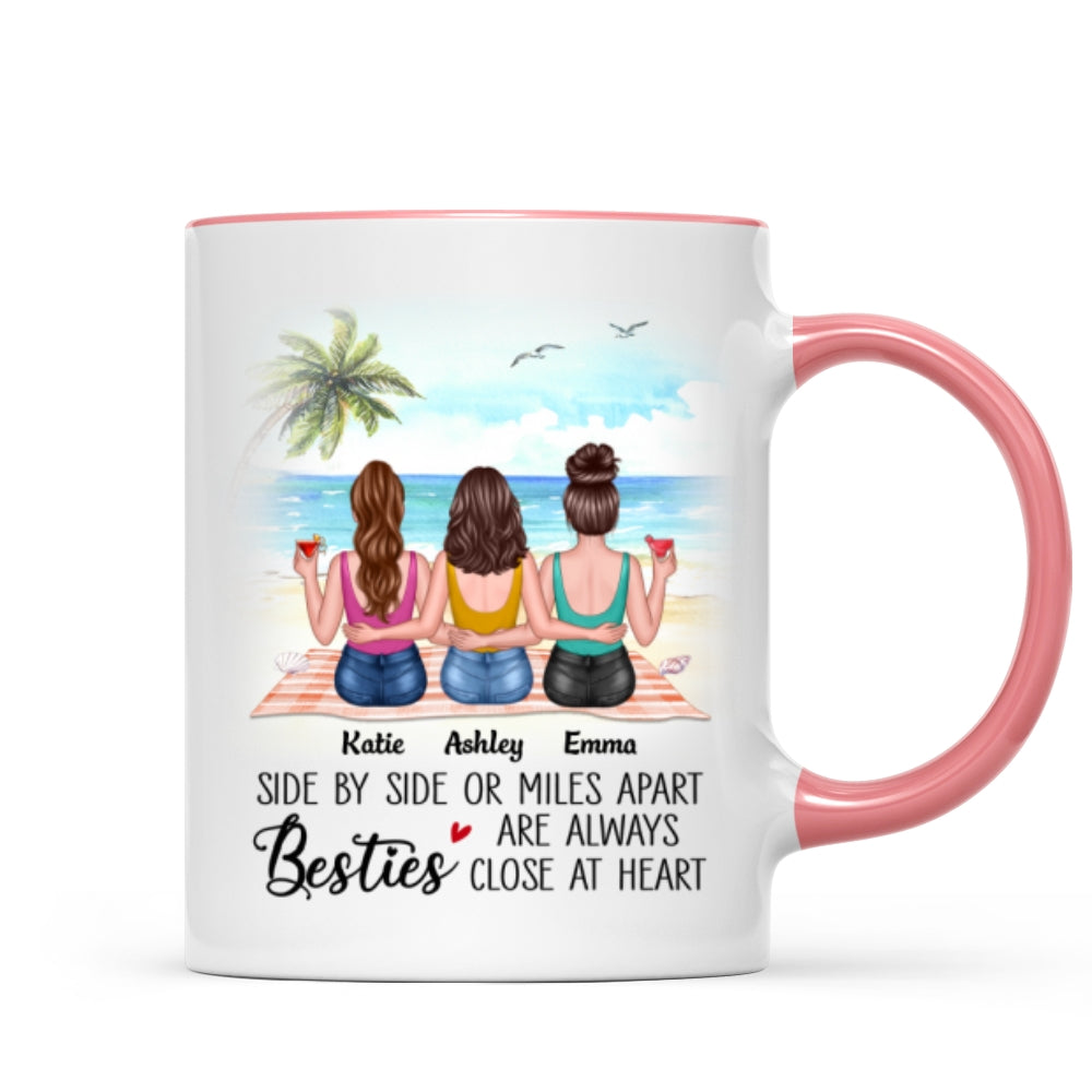 Besties At Heart Besties Sisters Back View Personalized Mug