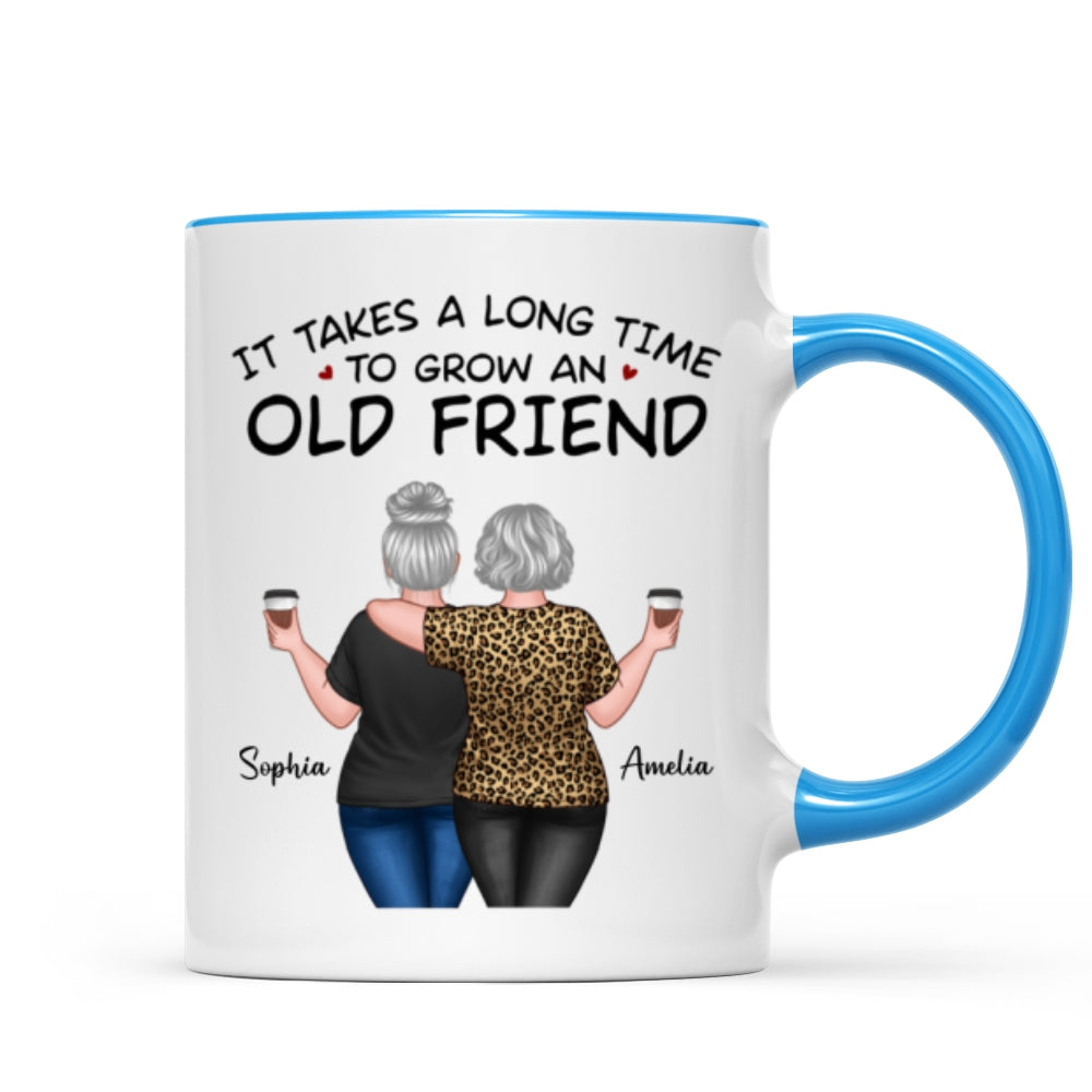 Back View Besties Walking It Takes A Long Time To Grow An Old Friend Personalized Mug, Gift For Best Friends, BFF