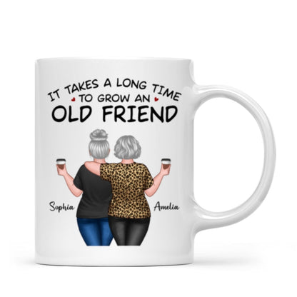 Back View Besties Walking It Takes A Long Time To Grow An Old Friend Personalized Mug, Gift For Best Friends, BFF
