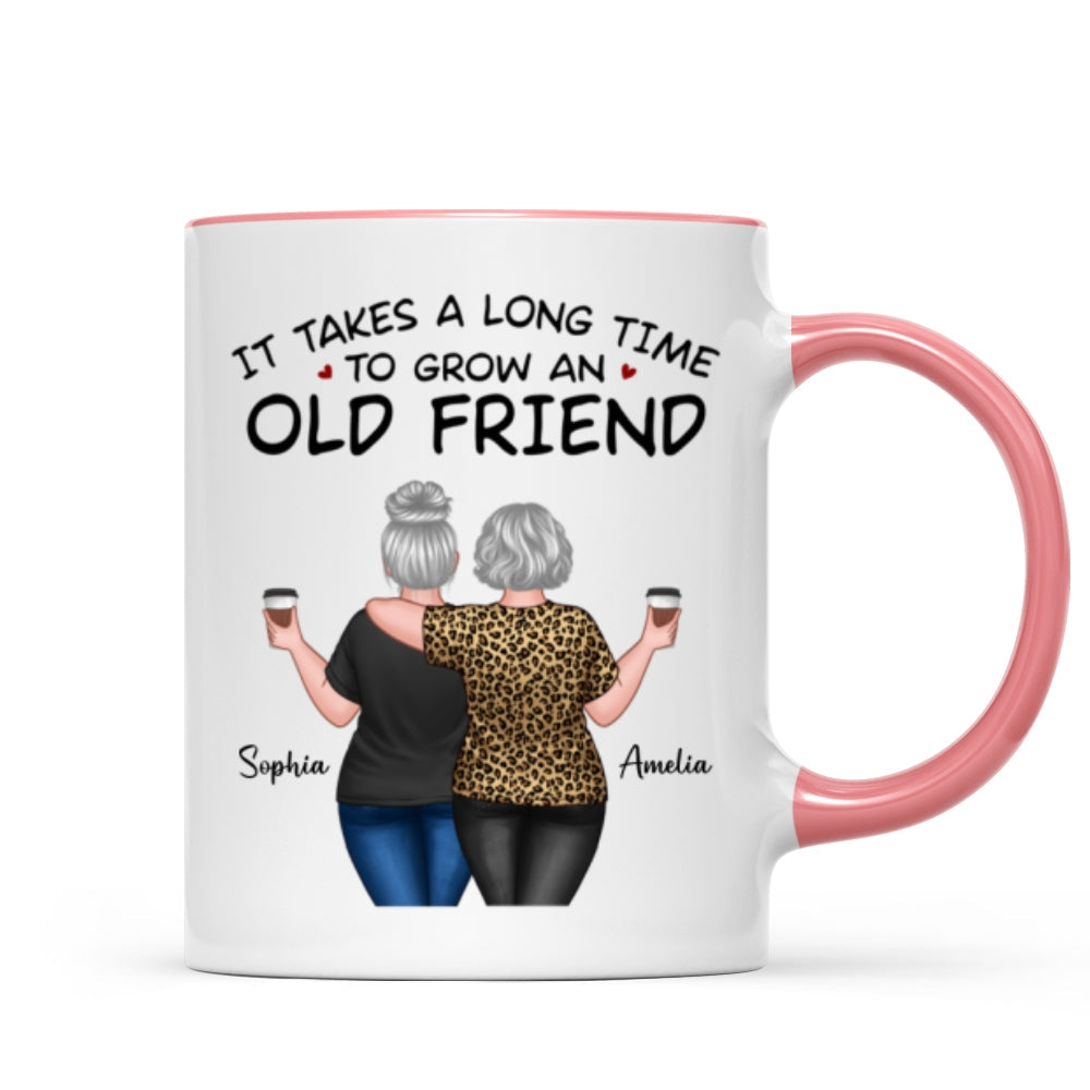 Back View Besties Walking It Takes A Long Time To Grow An Old Friend Personalized Mug, Gift For Best Friends, BFF