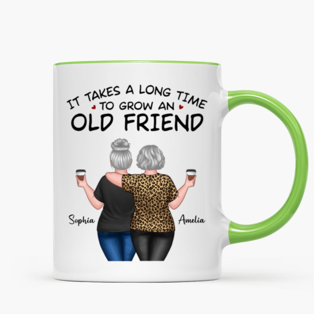 Back View Besties Walking It Takes A Long Time To Grow An Old Friend Personalized Mug, Gift For Best Friends, BFF