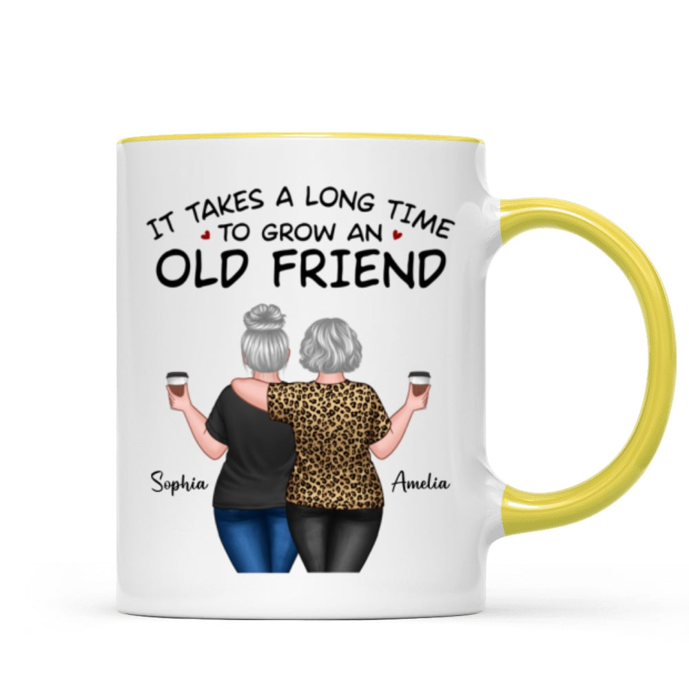Back View Besties Walking It Takes A Long Time To Grow An Old Friend Personalized Mug, Gift For Best Friends, BFF