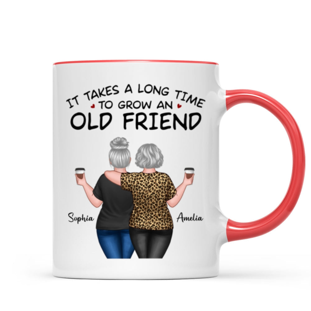 Back View Besties Walking It Takes A Long Time To Grow An Old Friend Personalized Mug, Gift For Best Friends, BFF