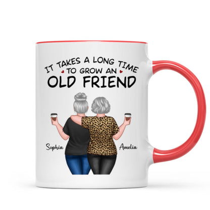 Back View Besties Walking It Takes A Long Time To Grow An Old Friend Personalized Mug, Gift For Best Friends, BFF