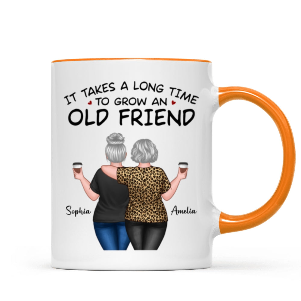 Back View Besties Walking It Takes A Long Time To Grow An Old Friend Personalized Mug, Gift For Best Friends, BFF