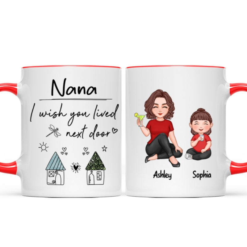 Wish You Lived Next Door Grandma & Grandkids Personalized Mug