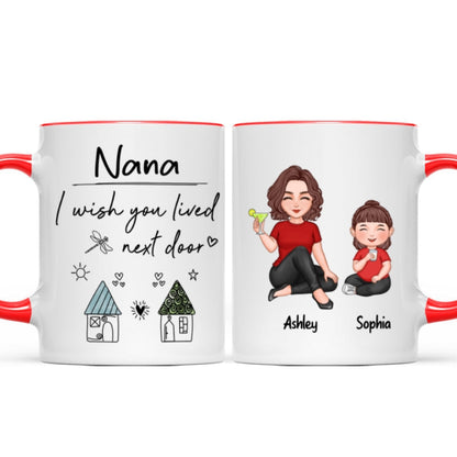 Wish You Lived Next Door Grandma & Grandkids Personalized Mug