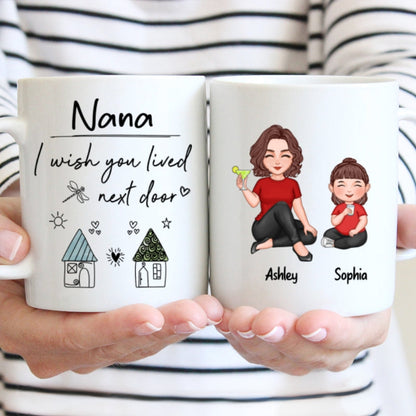 Wish You Lived Next Door Grandma & Grandkids Personalized Mug