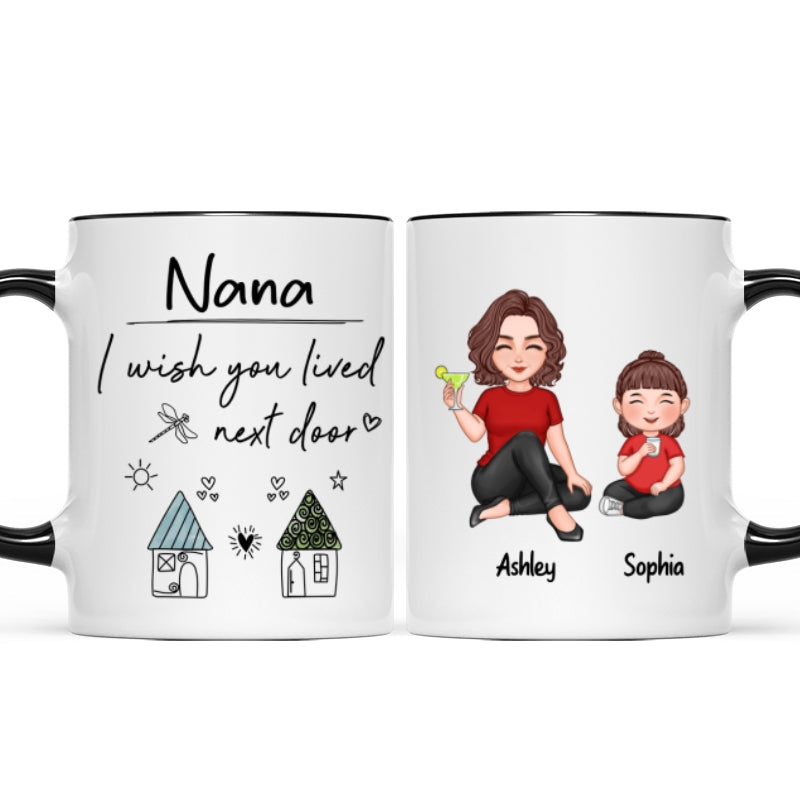 Wish You Lived Next Door Grandma & Grandkids Personalized Mug