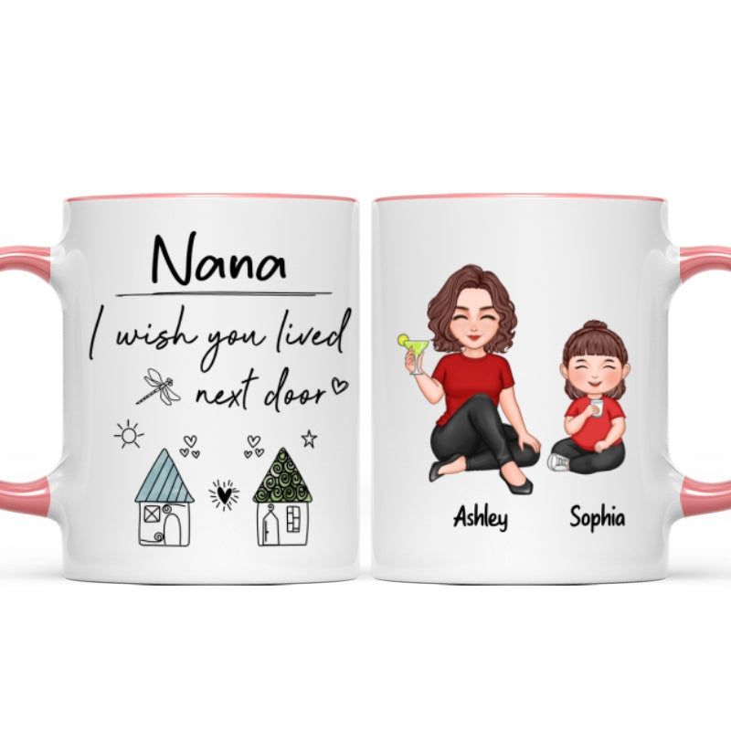 Wish You Lived Next Door Grandma & Grandkids Personalized Mug