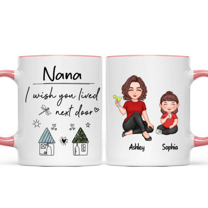 Wish You Lived Next Door Grandma & Grandkids Personalized Mug