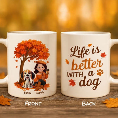 Cozy Fall Vibe Cute Cartoon Life Is Better With A Dog Personalized Mug