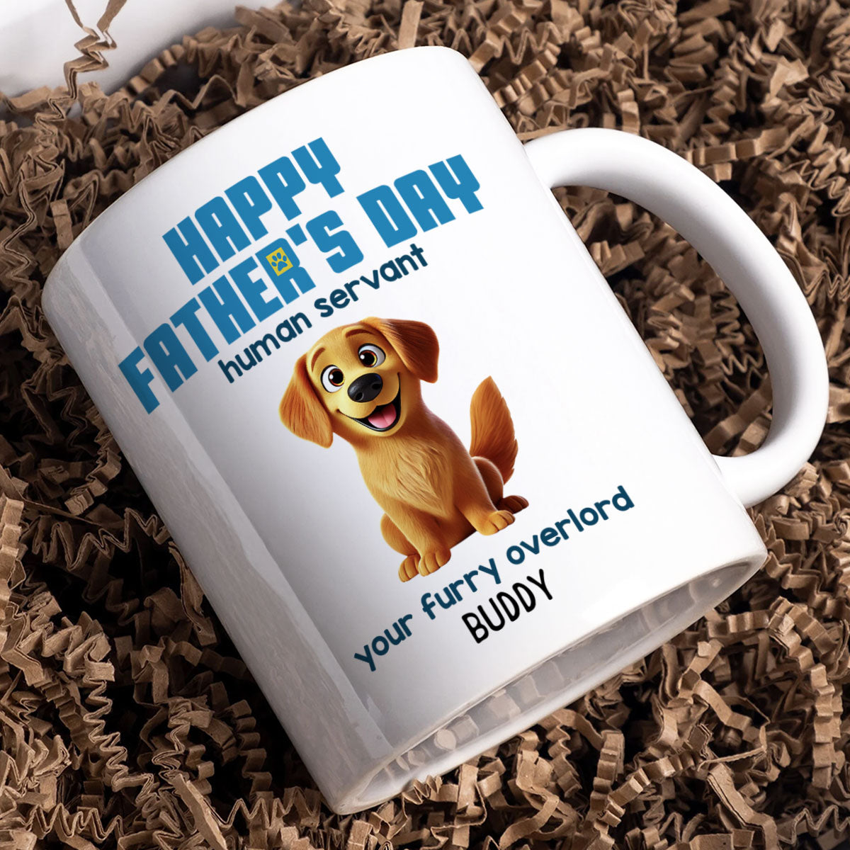 Happy Mother's Day Father's Day Human Servant Cartoon Funny Dogs Blue Tone Personalized Mug