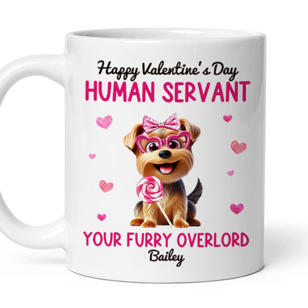 Funny Cartoon Dogs Happy Human Servant Personalized Mug, Gift For Dog Lovers, Dog Moms