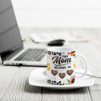 This Mom Belongs To Colorful Glitter Personalized Mug
