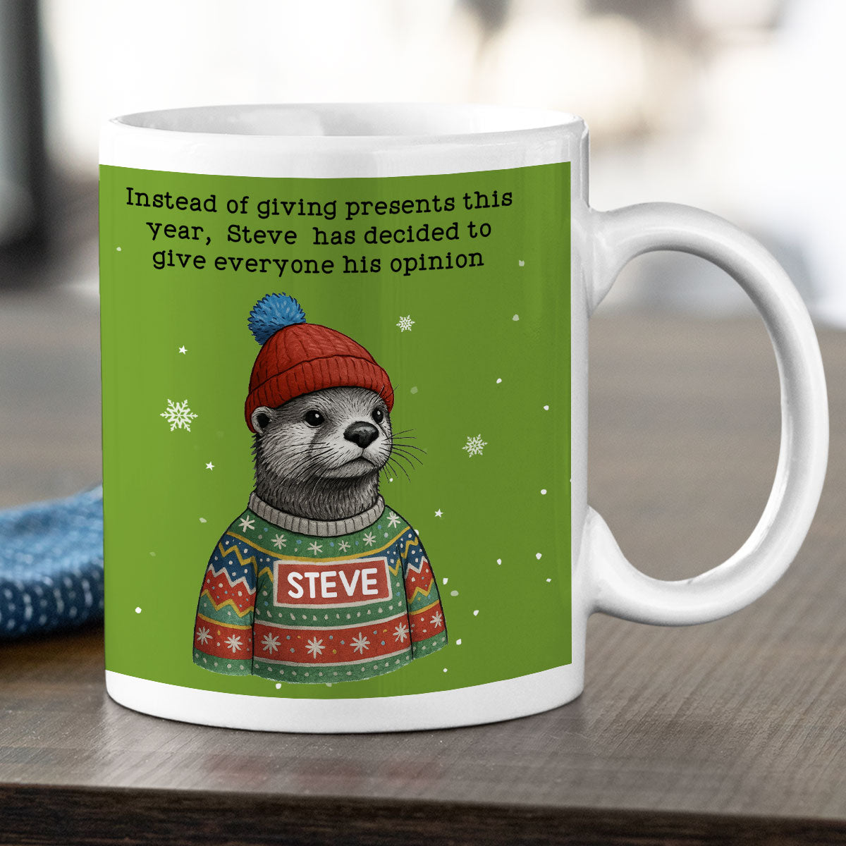 Funny Otter Christmas White Elephant Gift Exchange - Personalized Mug - Office Humor, Secret Santa