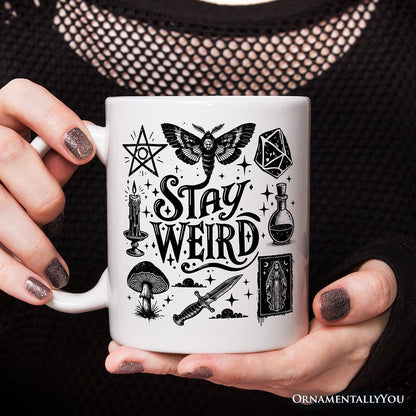 Stay Weird Witchy Vibes Personalized Mug, Mystical Halloween Gift with Custom Name