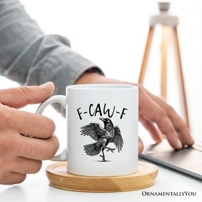 F-CAW-F Gothic Raven Personalized Mug, Snarky Halloween Gift with Custom Name