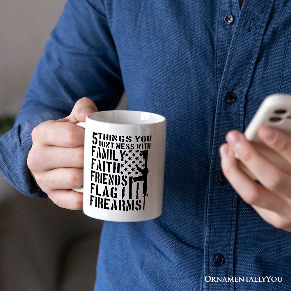 5 Things You Don't Mess With Dad Personalized Mug, Patriotic Father Gift with Custom Name