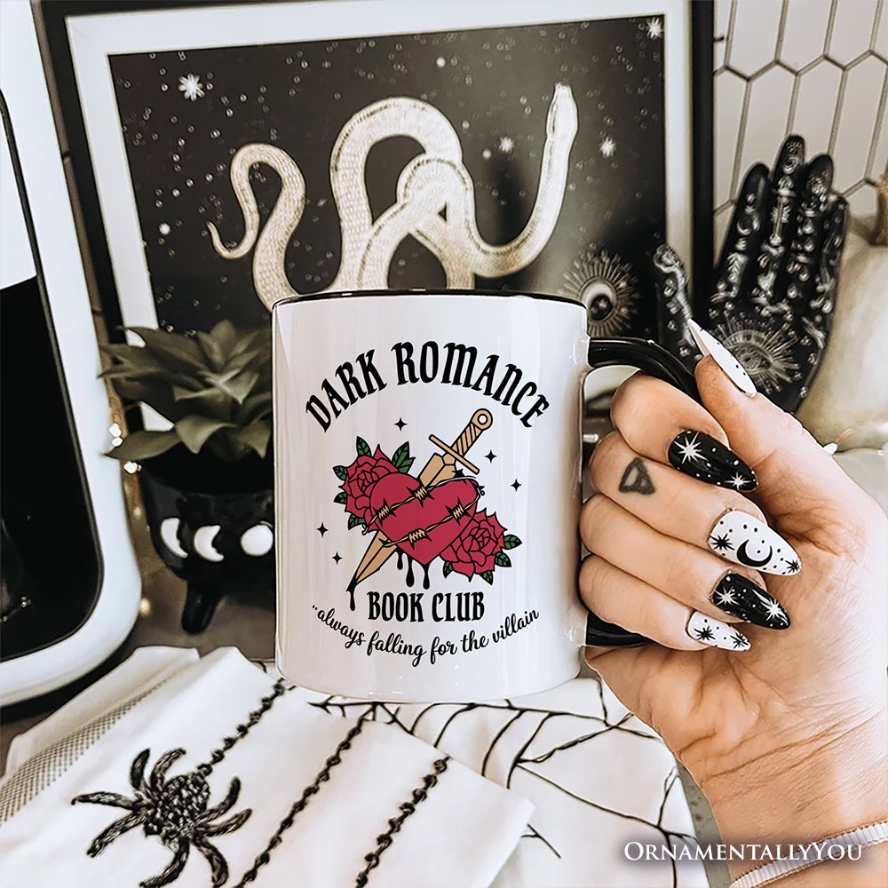 Dark Romance Book Club Personalized Mug, Vintage Gothic Romantasy Bookish Gift with Custom Name