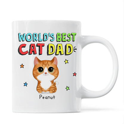 Colorful Watercolor Cute Cats World's Best Cat Dad Personalized Mug