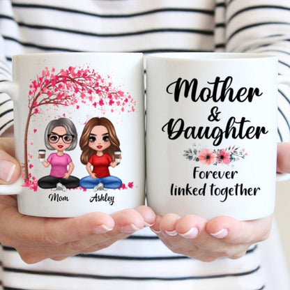 Doll Mom And Daughters Sitting Under Tree Personalized Mug