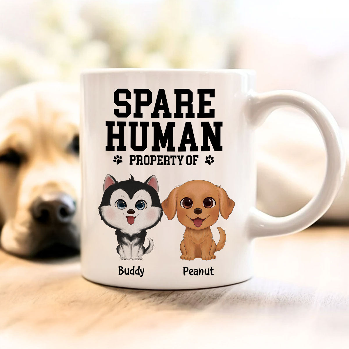 Spare Human Primary Human Funny Gift For Dog Lover or Cat Lover Personalized Mug