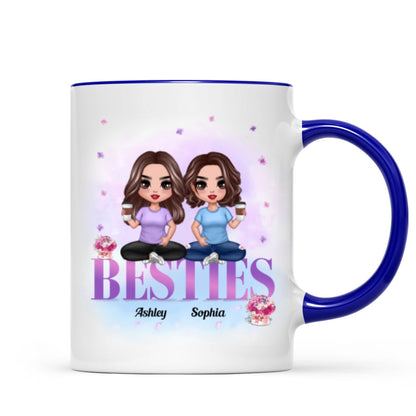 Doll Besties Sitting On Word Gift For Best Friends Personalized Mug