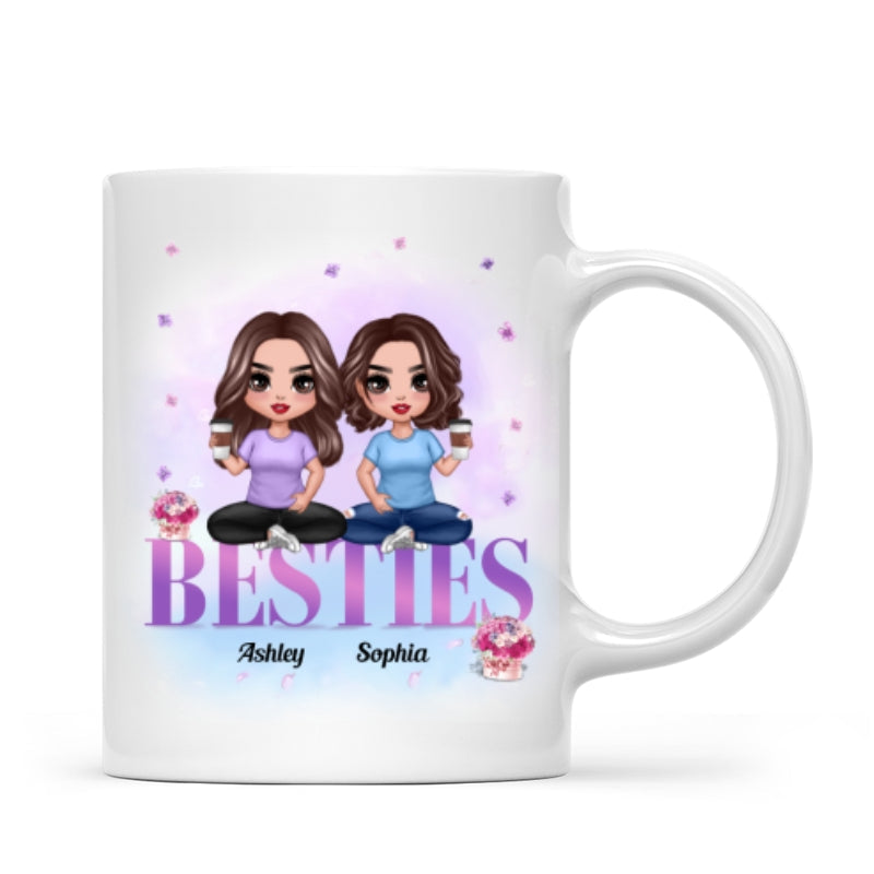 Doll Besties Sitting On Word Gift For Best Friends Personalized Mug